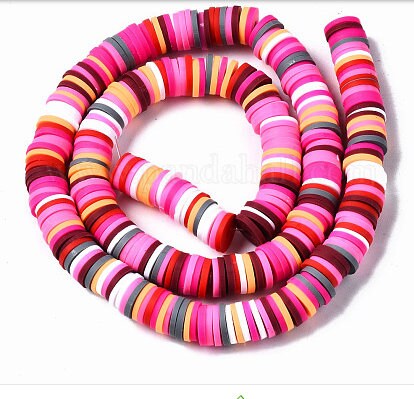 8mm Hot Pink Multi Heishi Bead Strands, Flat Round Polymer Clay Beads, Disc Heishi Beads, LIght Weight, Hawiian Earring Beads, Bracelets