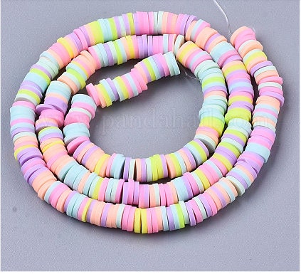 Sale 6mm Pastels Heishi Bead Strands, Flat Round Polymer Clay Beads, 290 to 320 Disc Heishi Beads, LIght Weight,Earring Beads, Bracelets