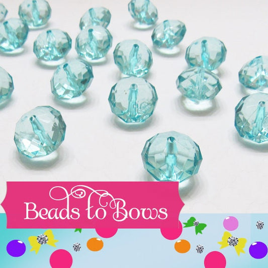 New 22mm Aqua Rhondelle Beads, Bubblegum Faceted Beads, Crystal Look Chunky Bead, Gumball Beads, Gum Ball Beads, Bubbegum Supply Beads