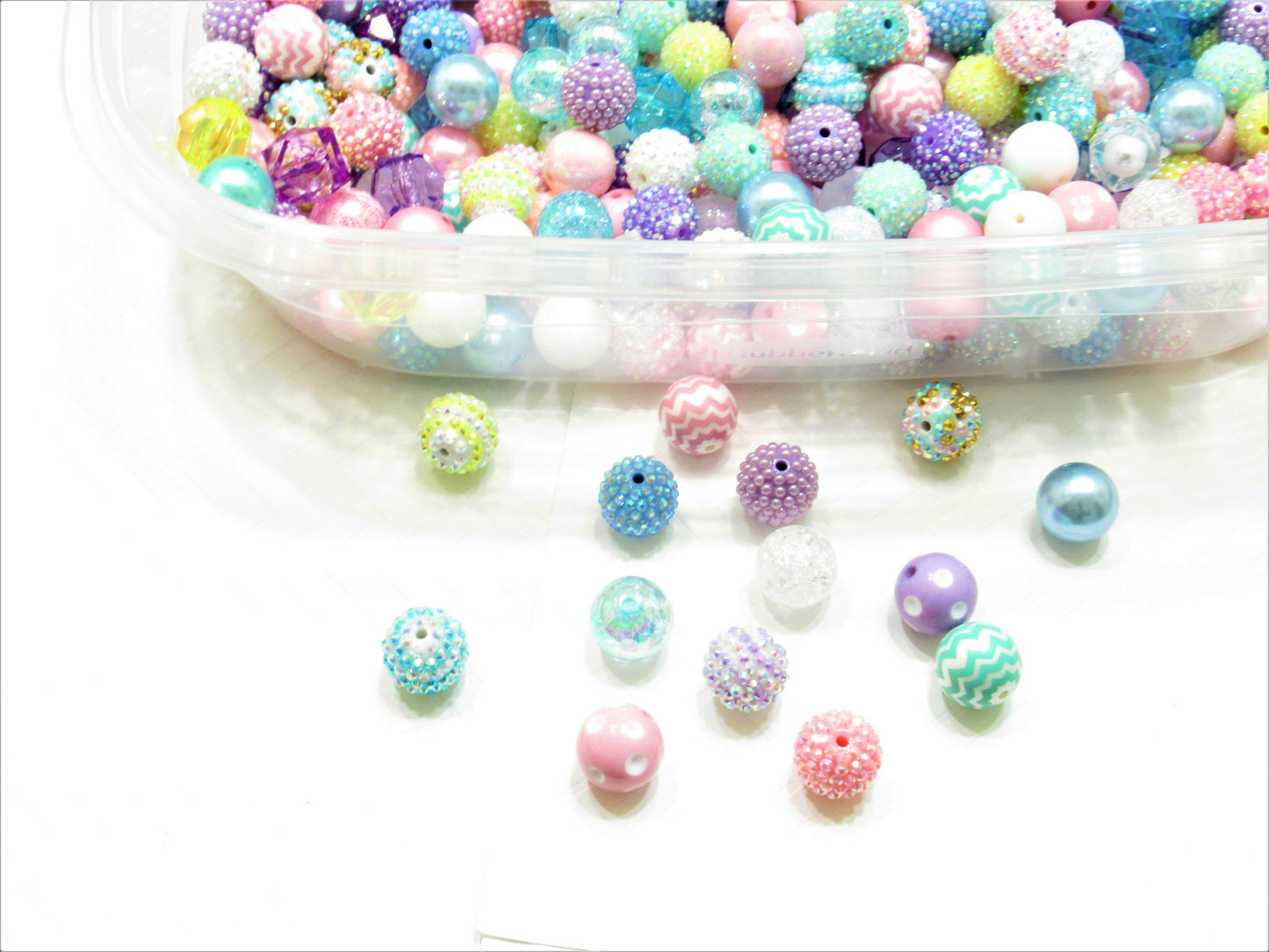 New Spring Pastel Mix, Bubblegum Bead Mix, Beadable Pen Mix, Easter Mix, Gumball Beads, Bubble Gum Bead Assortment, Pastel Bead Mix