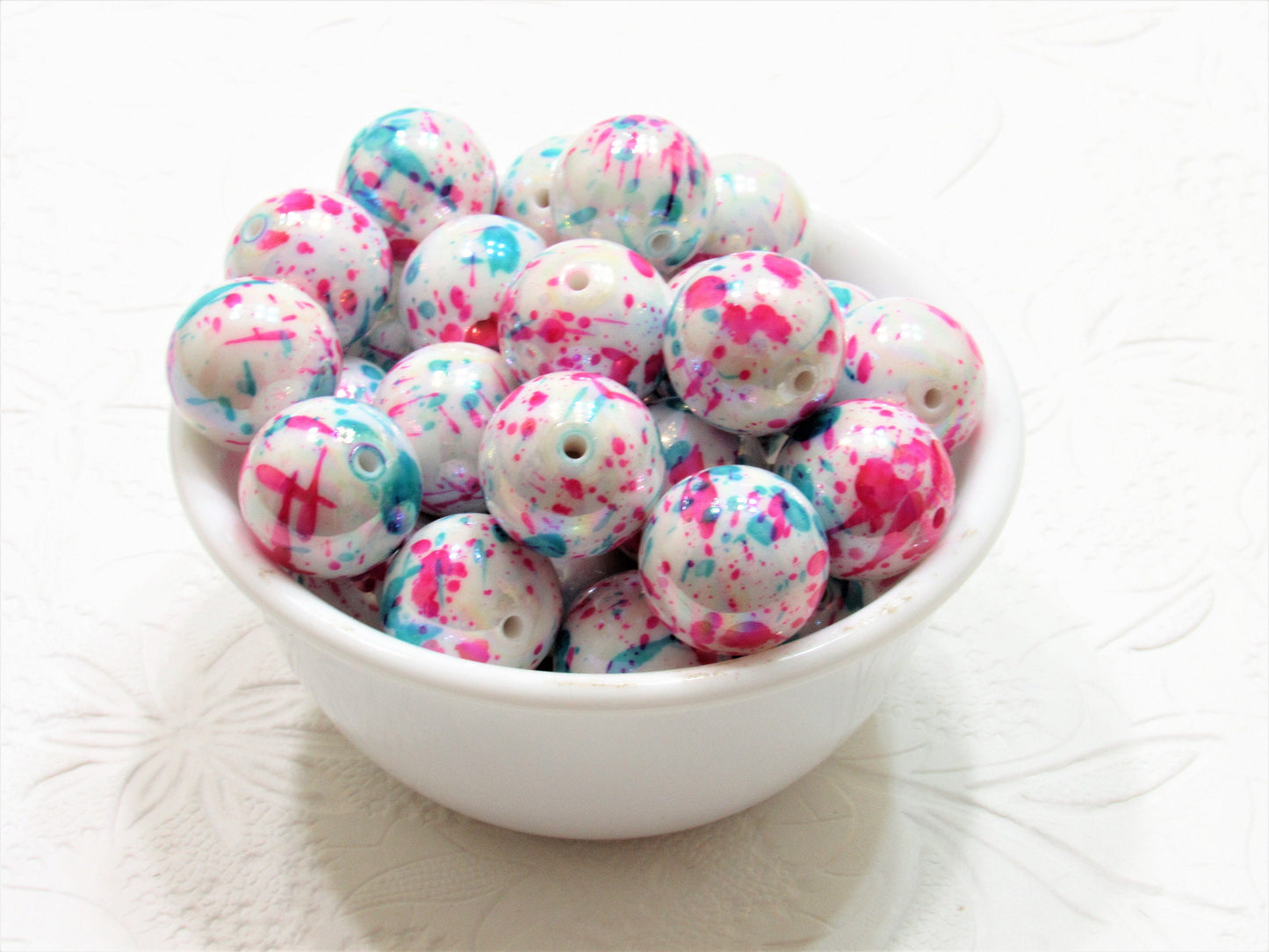 NEW 20mm AB Splatter Beads, Beautiful AB Pink & Blue Bubblegum Beads, Splatter Beads, Bubblegum Necklace Beads,