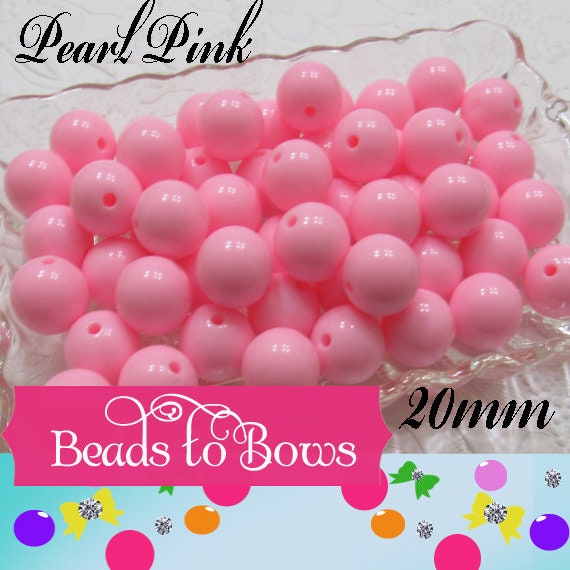 20mm Pearl Pink Bubblegum beads, Chunky Acrylic beads, Gumball beads, Chunky Bubblegum Beads, Chunky Necklace Supply, Gum Ball Beads