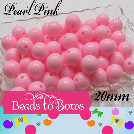 20mm Pearl Pink Bubblegum beads, Chunky Acrylic beads, Gumball beads, Chunky Bubblegum Beads, Chunky Necklace Supply, Gum Ball Beads
