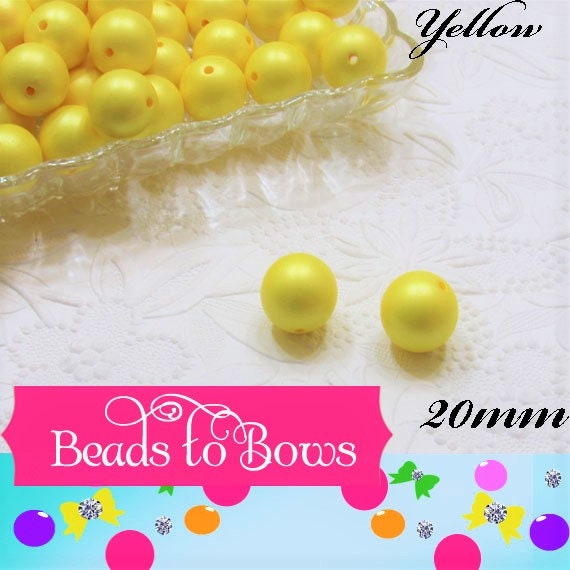 20mm Yellow Matte Pearls, Bubblegum Beads, Chunky Gumball Beads,  Matte Pearls, Acrylic  Beads, Chunky Pearl