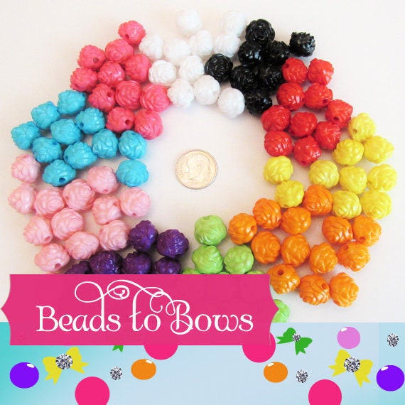 25 ct. Assorted 13mm Rose Bubblegum Beads, Bubblegum Acrylic Rose Bead, Chunky Bead, Rose Flower Bead, Chunky Necklace Supply Bead
