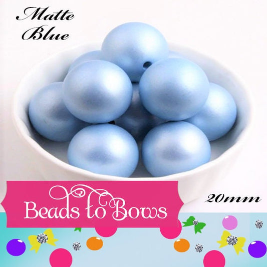 20mm Matte Blue Pearls,  Bubblegum Beads, Chunky Gumball Beads,  Matte Pearls, Acrylic  Beads, Chunky Pearl Beads