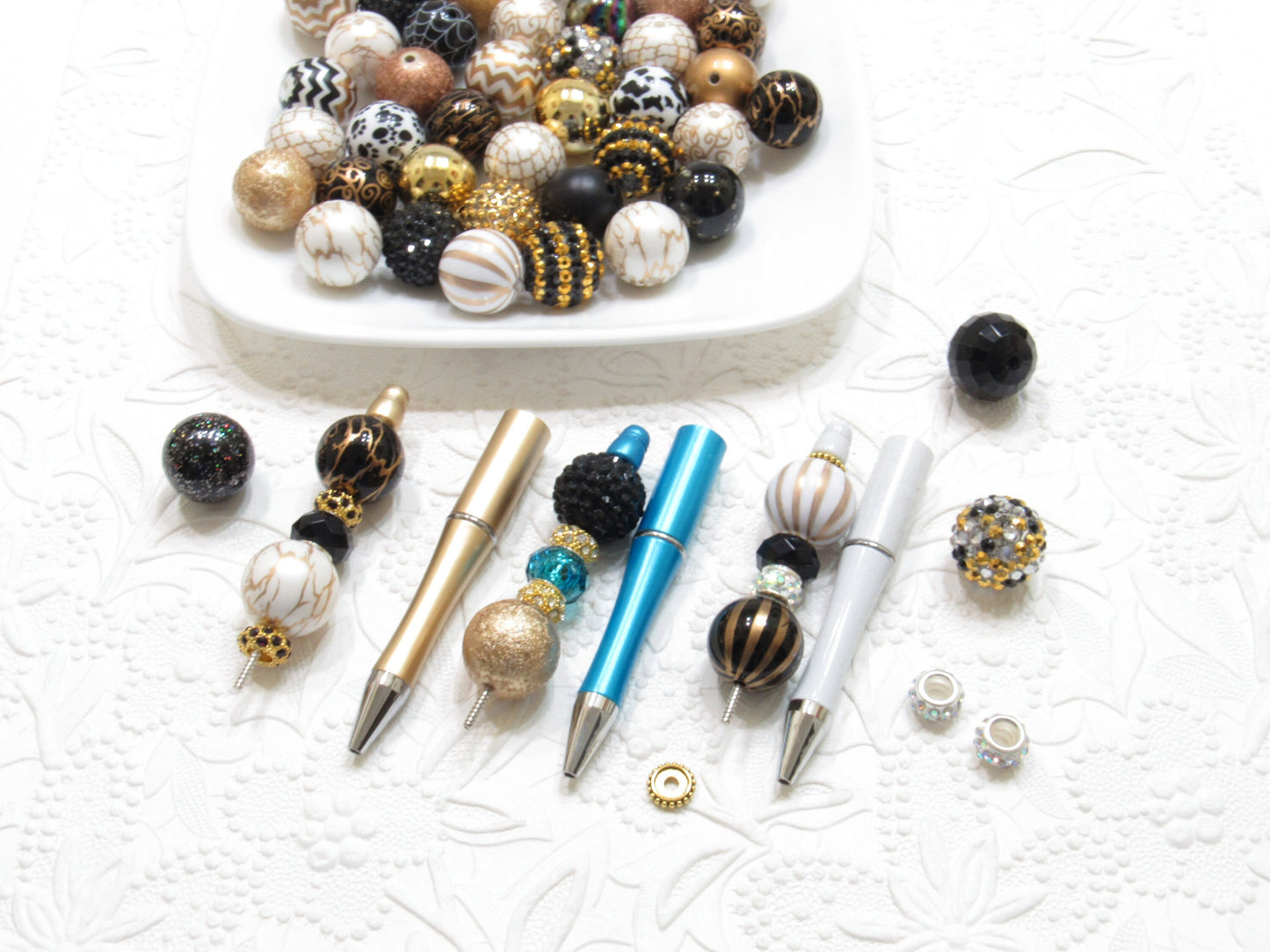 3 for 5.00 DIY Gold Bubblegum Beadable Pen Blanks,  Beadable Pen, DIY Plastic Beadable Pens, Black Ink