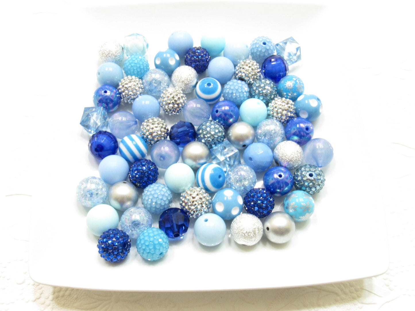 12 or 24 Ct. 20mm Bubblegum Assorted Blue Beads, Beadable Pen Beads, Acrylic Beads, Bubblegum Beads, Round Bubblegum Bead