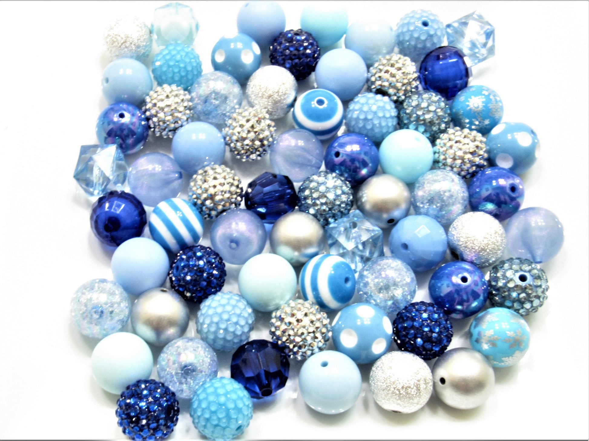 12 or 24 Ct. 20mm Bubblegum Assorted Blue Beads, Beadable Pen Beads, Acrylic Beads, Bubblegum Beads, Round Bubblegum Bead