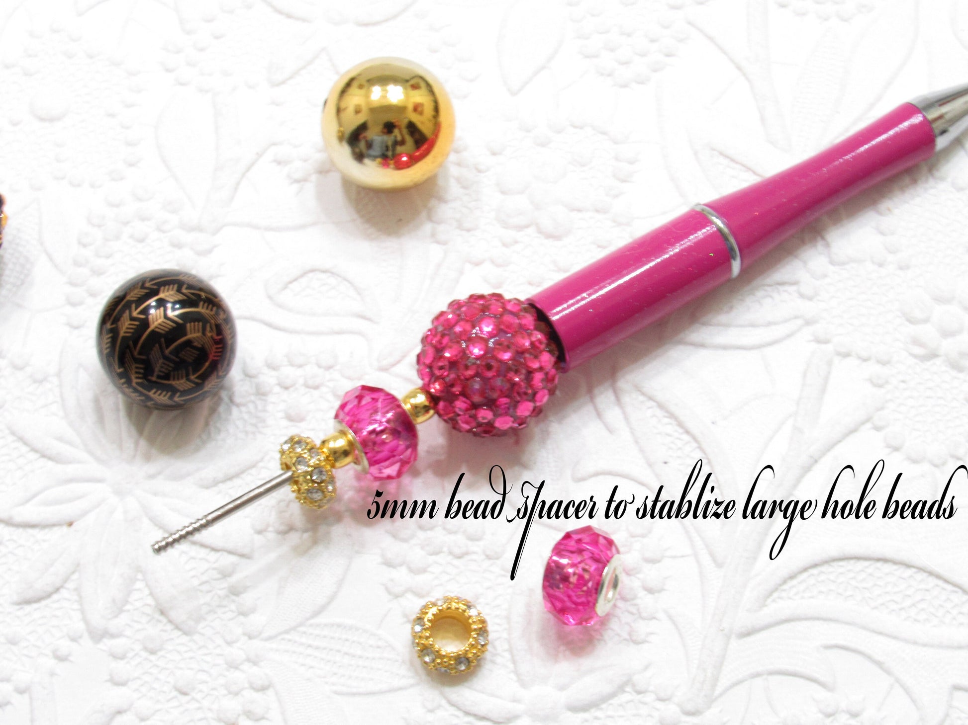 3 for 5.00 DIY Gold Bubblegum Beadable Pen Blanks,  Beadable Pen, DIY Plastic Beadable Pens, Black Ink