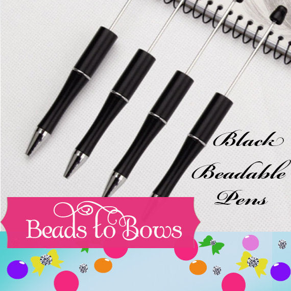 3 for 5.00 Black Bubblegum DIY Beadable Pen Blanks, Beadable Pen, DIY Plastic Beadable Pens, Black Ink