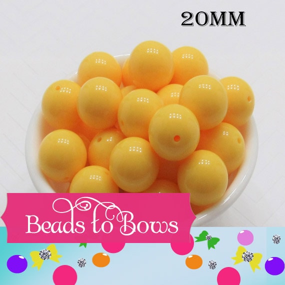20mm Yellow Acrylic Bubblegum Beads, Chunky Gumball Bead, Bubblegum Bead, Chunky Necklace Supply, Acrylic Bubblegum Bead