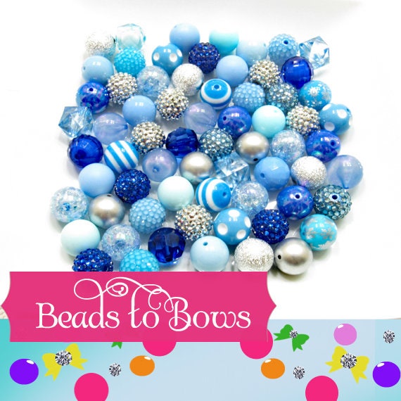 12 or 24 Ct. 20mm Bubblegum Assorted Blue Beads, Beadable Pen Beads, Acrylic Beads, Bubblegum Beads, Round Bubblegum Bead