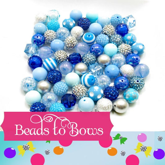 12 or 24 Ct. 20mm Bubblegum Assorted Blue Beads, Beadable Pen Beads, Acrylic Beads, Bubblegum Beads, Round Bubblegum Bead