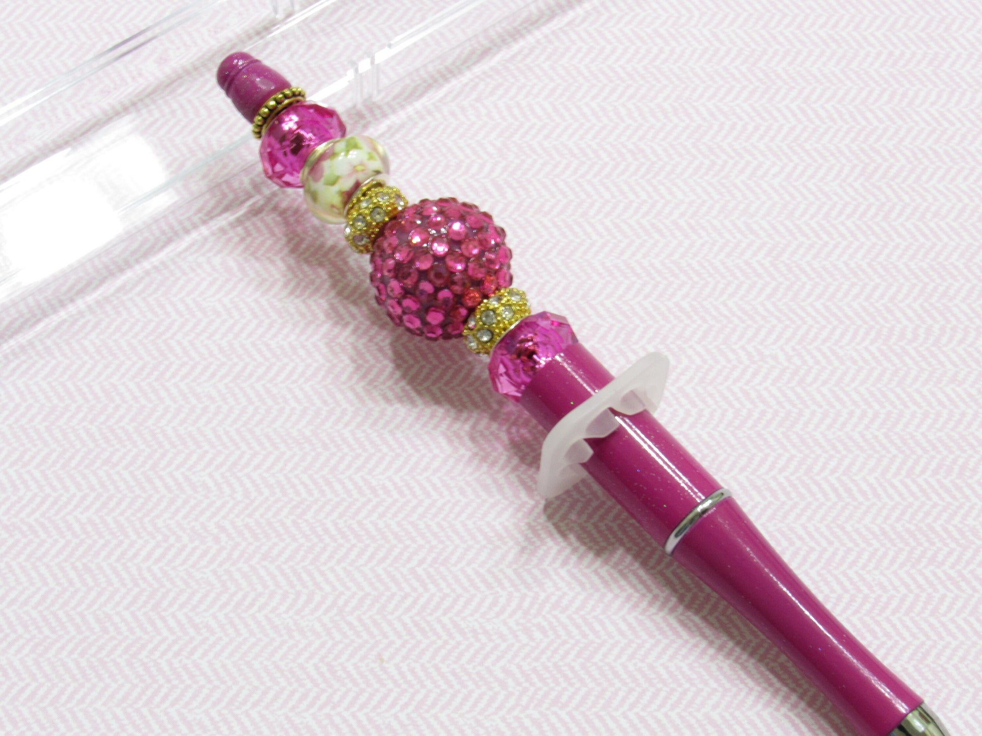 3 for 5.00 DIY Rose Pink Shimmer Bubblegum Beadable Pen, Beadable Pen, DIY Plastic Beadable Pens, Black Ink