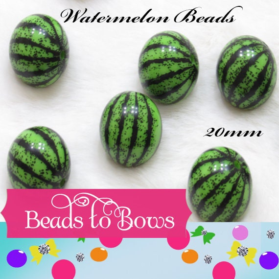 NEW 20mm Green Watermelon Bubblegum Beads, Chunky Beads, Round Acrylic Beads,  Bubblegum Bead, Watermelon Bubblegum Beadss.