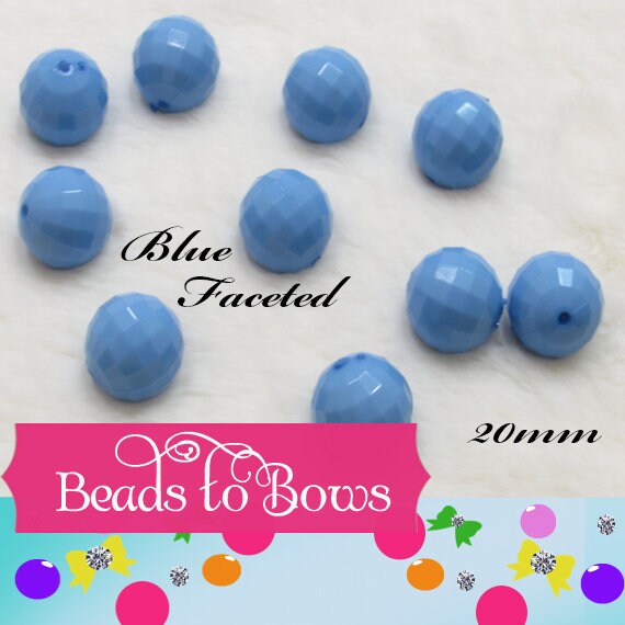NEW 20mm Faceted LIght Blue Disco Bubblegum Bead, Chunky Beads, Round Acrylic Beads, Chunky Bead Supply, Bubblegum Necklace Supply Beads