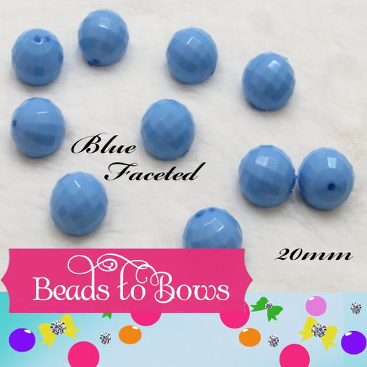 NEW 20mm Faceted LIght Blue Disco Bubblegum Bead, Chunky Beads, Round Acrylic Beads, Chunky Bead Supply, Bubblegum Necklace Supply Beads