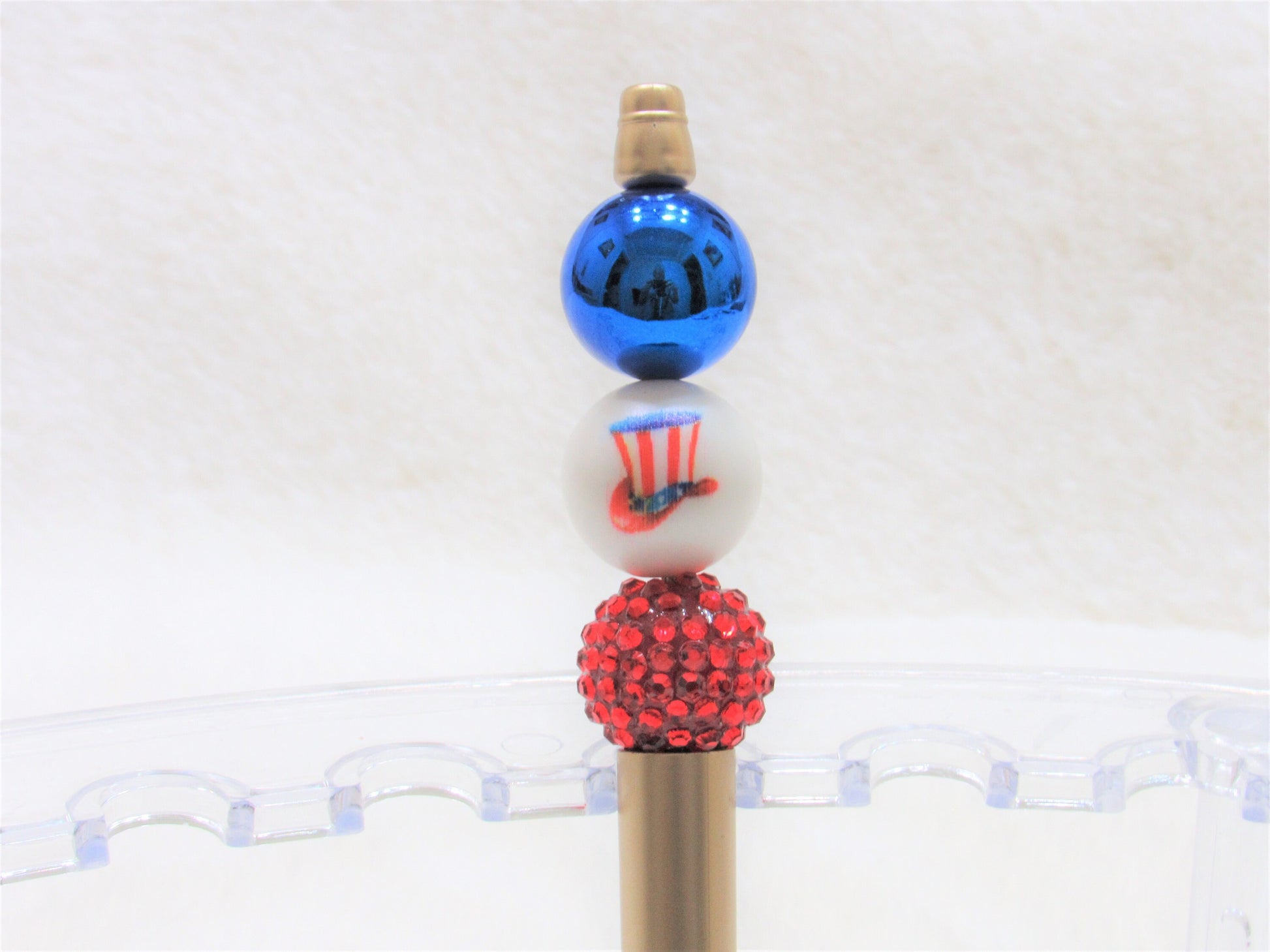 New 4th of July 20mm Red White Blue Printed USA Top Hat Flag  Bubblegum  Beads, July 4th. Beads, Gumball Beads, Bubblegum Beads