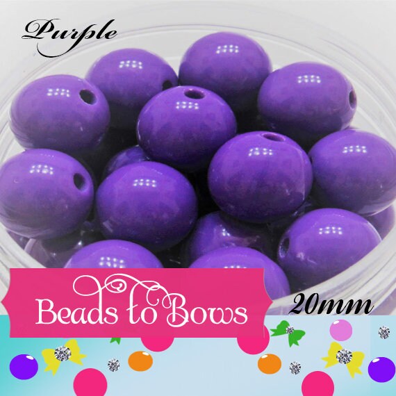 20mm Purple Bubblegum Beads, Chunky Bubblegum Beads, Gumball Beads, Solid Acrylic Beads, Chunky Necklace Supply Bead