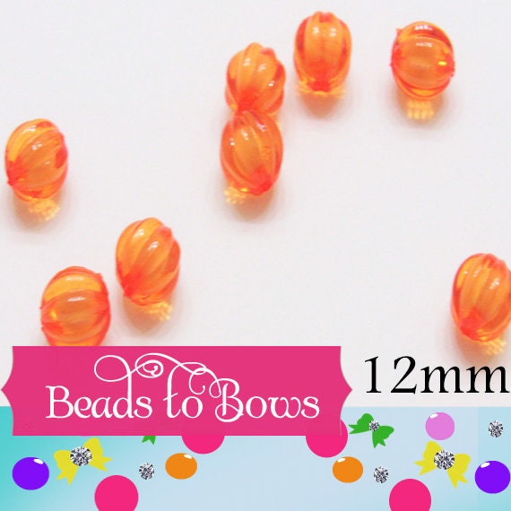 12mm Orange Pumpkin Bead In A Bead, Bubblegum Beads, Chunky Beads, Transparent Bubblegum Bead, Halloween 12mm beads