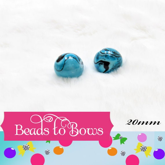 New 20mm Turquoise Marble Look Bubblegum Beads, Imitation Marble Beads, Chunky Bi Color Beads