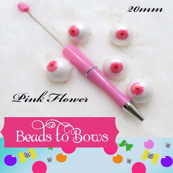 3 for 5.00 Pink DIY Beadable Pen, Beadable Pen Blank, DIY Plastic Beadable Pens, Black Ink Refills