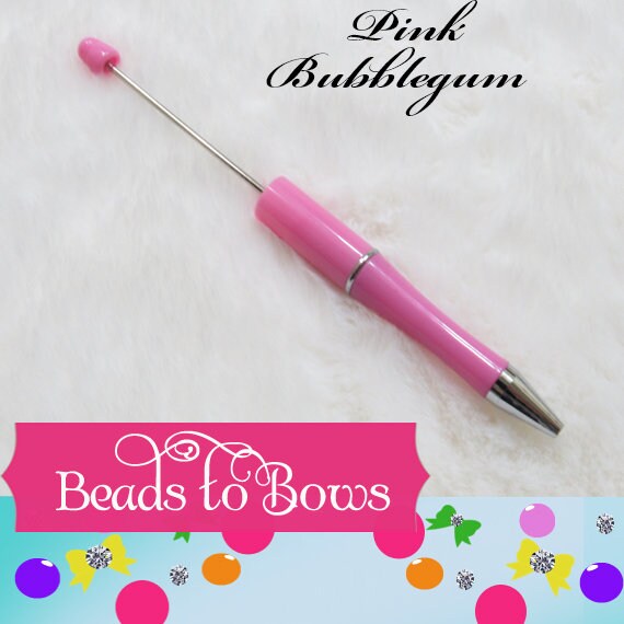 3 for 5.00 Pink DIY Beadable Pen, Beadable Pen Blank, DIY Plastic Beadable Pens, Black Ink Refills