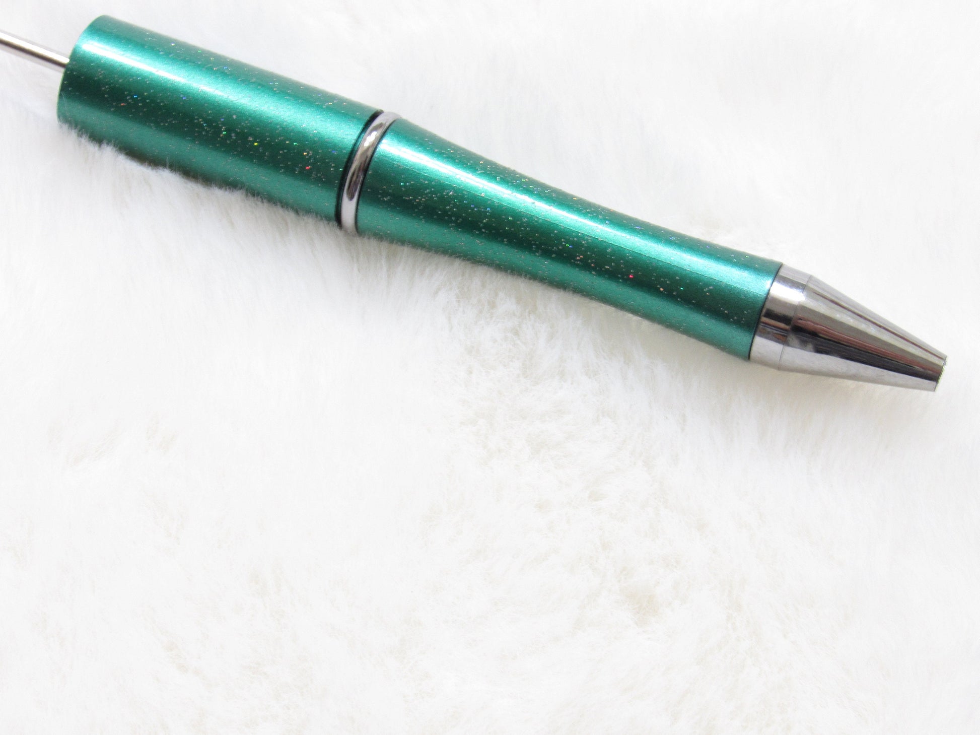 3 for 5.00 DIY Green Shimmer Beadable Pen Blanks, Beadable Pen, DIY Plastic Beadable Pens, Black Ink