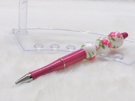 3 for 5.00 DIY Rose Pink Shimmer Bubblegum Beadable Pen, Beadable Pen, DIY Plastic Beadable Pens, Black Ink