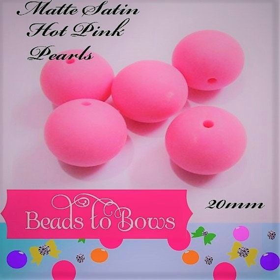 New 20mm Satin Finish Beads, Hot Pink Bubblegum Beads, Gumball Beads, Round Beads, Bubblegum Beads, Beading Supply, Jewelry Supply