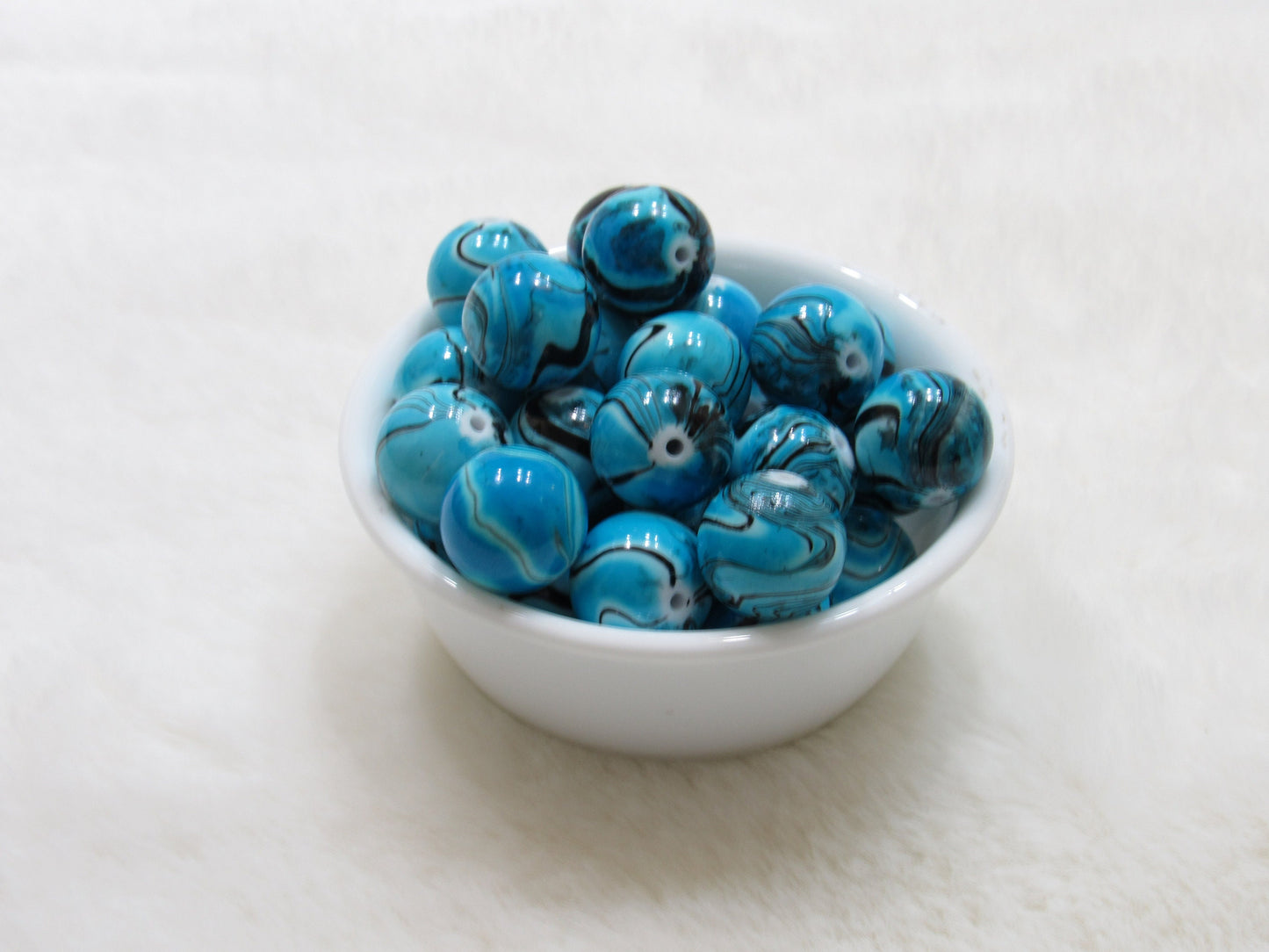 New 20mm Turquoise Marble Look Bubblegum Beads, Imitation Marble Beads, Chunky Bi Color Beads