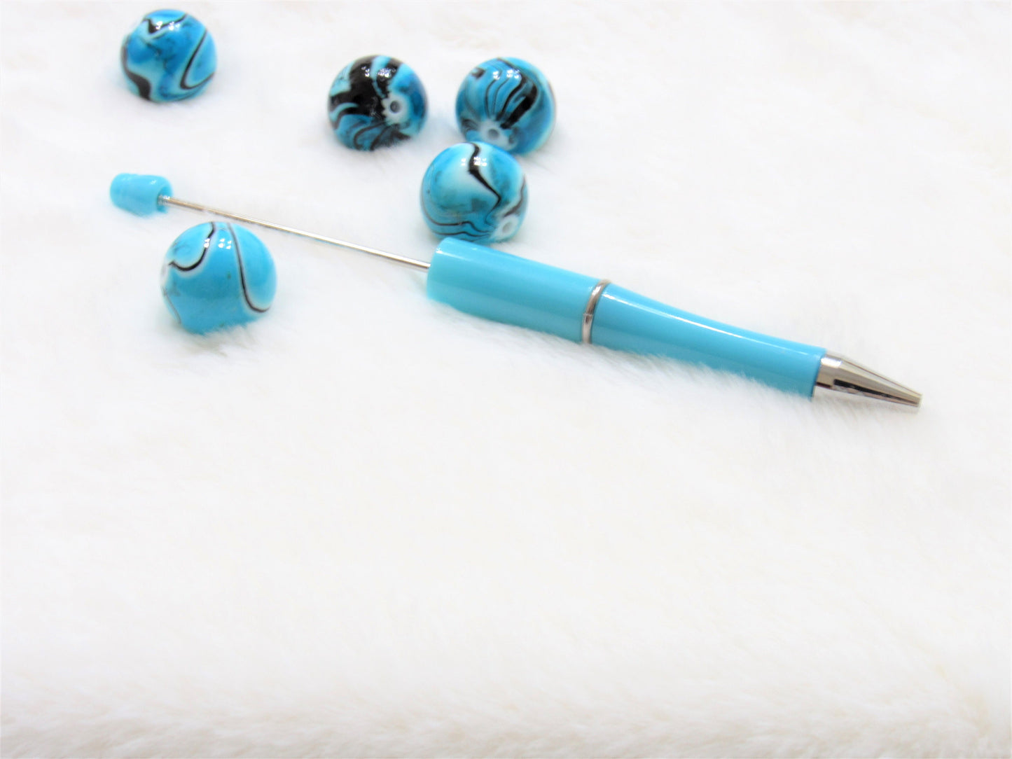 3 for 5.00 Light Blue DIY Bubblegum Beadable Pen Beadable, Beadable Pen Blank, DIY Plastic Beadable Pens, Lightweight Black Ink