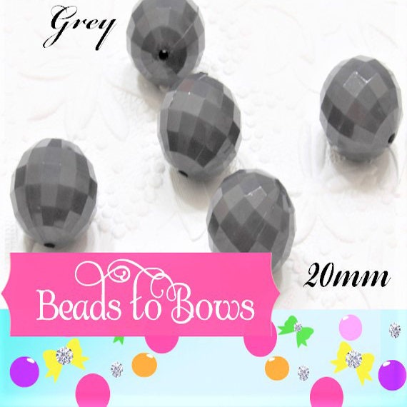 NEW 20mm Faceted Grey Disco Bubblegum Bead, Chunky Beads, Round Acrylic Beads, Chunky Bead Supply, Bubblegum Necklace Supply Beads