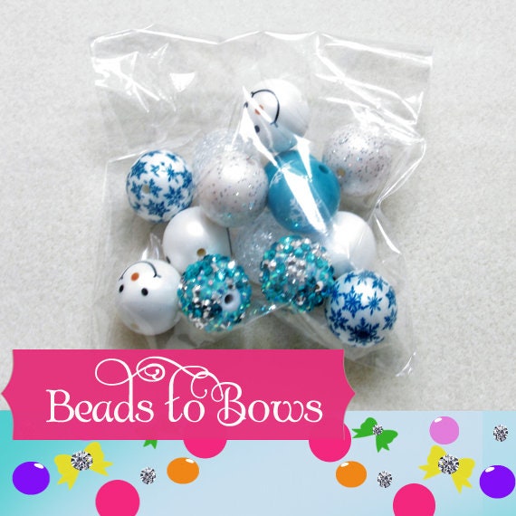 New 20mm Bubblegum Bead Snowman Mix, Pink Or Blue Bubblegum Beads, Mixed Gumball Beads, Beadable Pen Mix, Pink or Blue Snowman Kit  Beads.