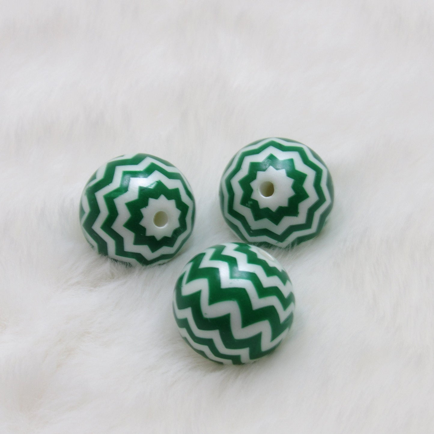 NEW 20mm Printed Chevron Green  Bubblegum Beads, Chunky Gumball Beads, Bubblegum Bead Supply, Chunky Printed Pearl Beads.