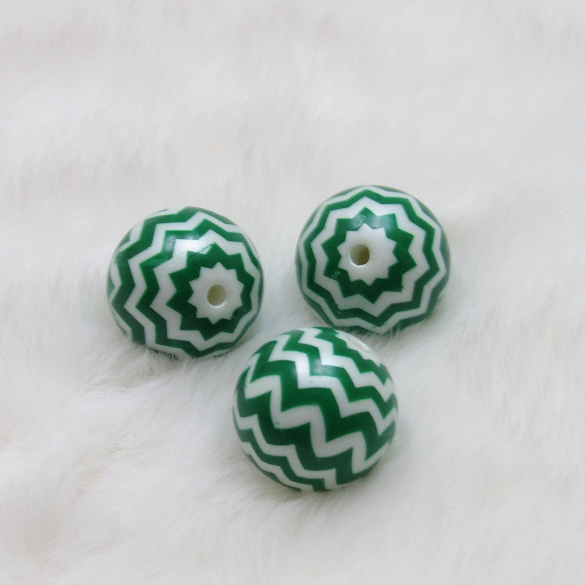 NEW 20mm Printed Chevron Green  Bubblegum Beads, Chunky Gumball Beads, Bubblegum Bead Supply, Chunky Printed Pearl Beads.