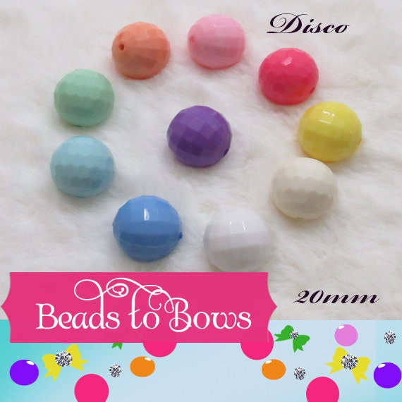 NEW 20mm Faceted Disco Bubblegum Bead, Assorted Chunky Beads, Round Acrylic Beads, Chunky Bead Supply, Bubblegum Necklace Supply Beads