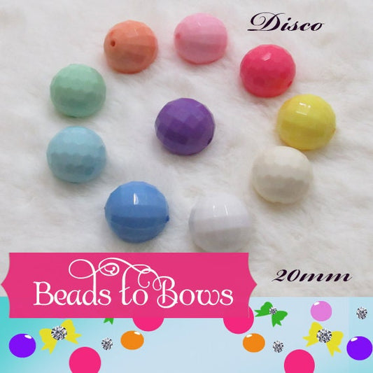 NEW 20mm Faceted Disco Bubblegum Bead, Assorted Chunky Beads, Round Acrylic Beads, Chunky Bead Supply, Bubblegum Necklace Supply Beads