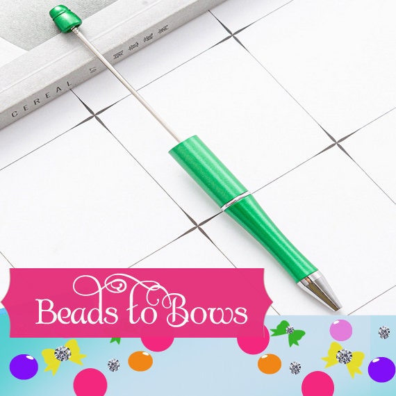 New Green Beadable Ballpoint Pen Blanks, Beadable Ballpoint Pen, DIY Plastic Beadable Pens, Black Ink