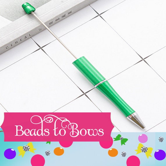 New Green Beadable Ballpoint Pen Blanks, Beadable Ballpoint Pen, DIY Plastic Beadable Pens, Black Ink