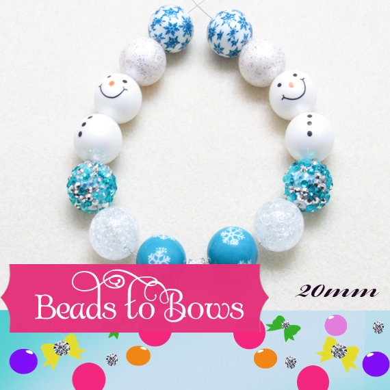 New 20mm Bubblegum Bead Snowman Mix, Pink Or Blue Bubblegum Beads, Mixed Gumball Beads, Beadable Pen Mix, Pink or Blue Snowman Kit  Beads.