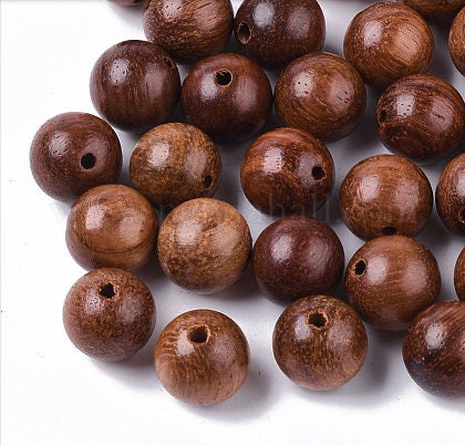 50 Count Natural Wood Beads, Waxed Wooden Beads, Undyed, Round, Camel Colored 8mm Wooden Beads, Hole: 1.5mm