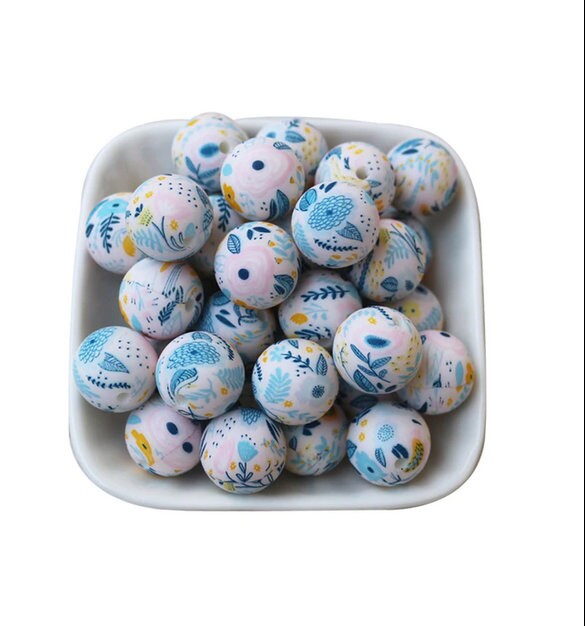 15mm Sassy Blue Silicone Beads, Baby Teething Beads, Beads For Wristlet Key Chain, Food Grade Beads