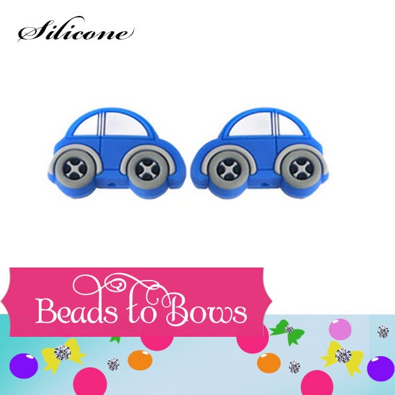 31mm Silicone Red,Yellow Or Blue Car Focal Bead,Teething Bead, Pacifier bead, Key Chain Ornament, Teething Necklace Bead Food Grade Silicone