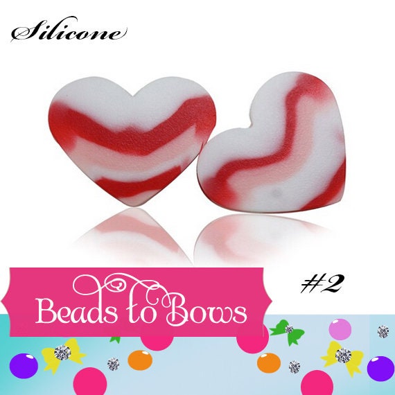 3 Red 25mm Silicone Heart Focal Bead, Teething Bead, Pacifier bead, Key Chain Ornament, Teething Necklace Bead, Food Grade Silicone