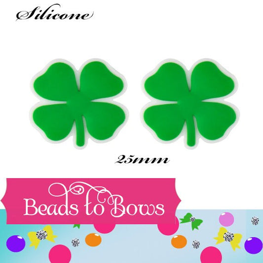 1 Silicone 25mm Shamrock Focal Bead, Teething Bead, Pacifier bead, Key Chain Ornament, Teething Necklace Bead, Food Grade Silicone