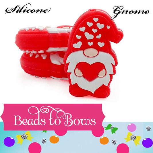 30mm Silicone Red Gnome Focal Bead,Teething Bead, Pacifier bead, Key Chain Ornament, Teething Necklace Bead Food Grade Silicone