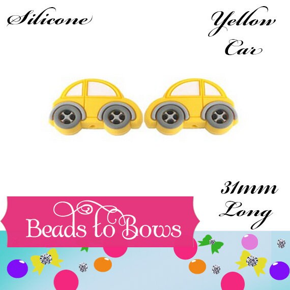 31mm Silicone Red,Yellow Or Blue Car Focal Bead,Teething Bead, Pacifier bead, Key Chain Ornament, Teething Necklace Bead Food Grade Silicone
