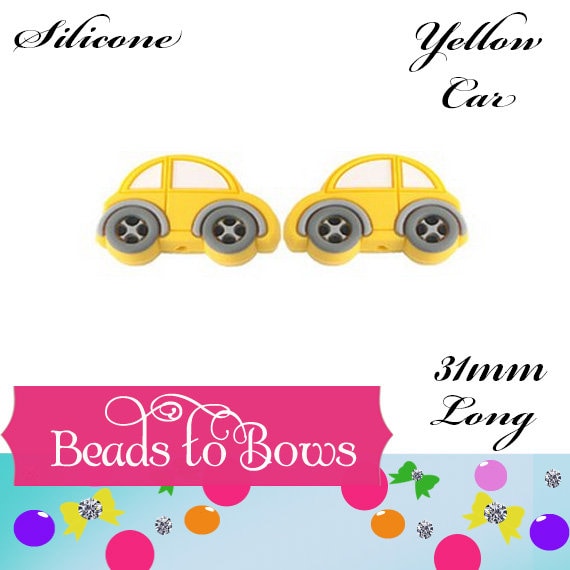 31mm Silicone Red,Yellow Or Blue Car Focal Bead,Teething Bead, Pacifier bead, Key Chain Ornament, Teething Necklace Bead Food Grade Silicone